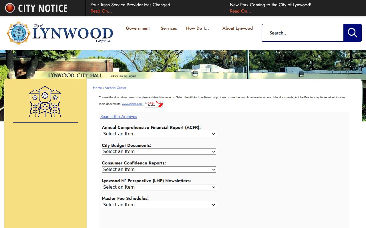 Lynwood city directory City Archive Center search
