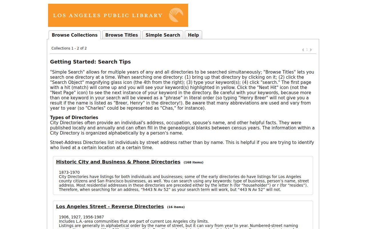 Lynwood city directory ResCarta collections browser
