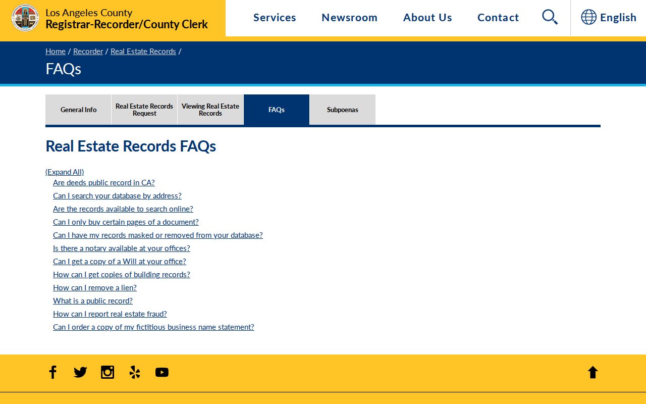 Lynwood previous residents Recorder deed search FAQ