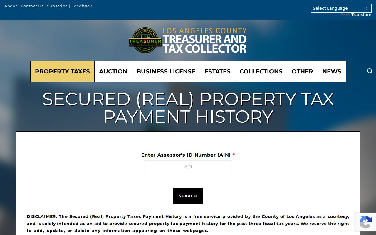 Lynwood street directory property tax payment history search